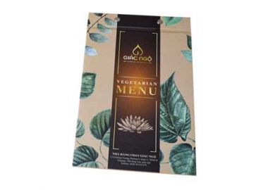 MENU BÌA CARTON - nhà hàng CHAY GIÁC NGỘ