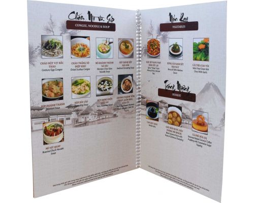 MENU GIẤY LÒ XO XOẮN NHỰA